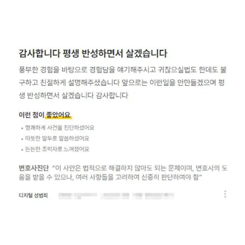 풍부한 경험을 바탕으로 친절하게 설명받은 형사변호사 상담 후기