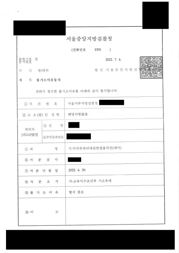 다종마약투약 기소유예