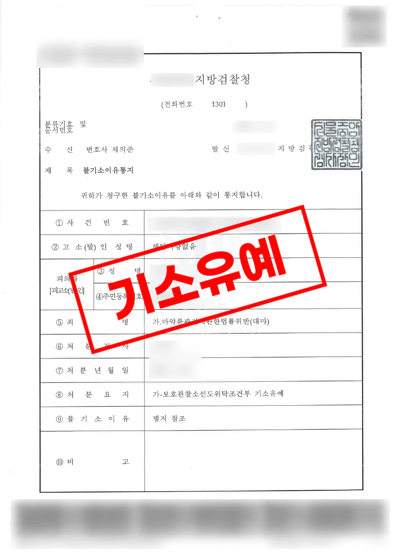 마약류관리법위반 대마젤리 섭취 후 자수해 교육조건부 기소유예를 받은 사례 판결문